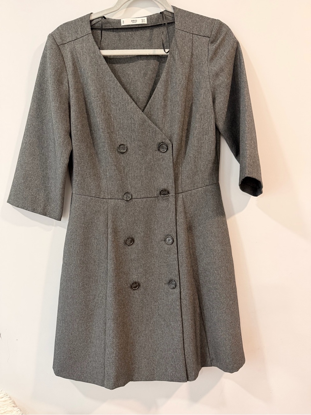 Mango Grey Double-Breasted Midi Dress
